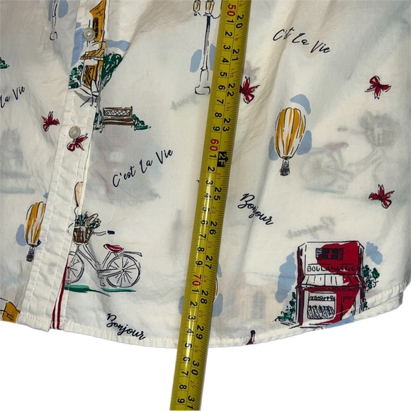 Talbots Classic Cotton Shirt Scenic France Print Button Down Blouse XL - Picture 12 of 12